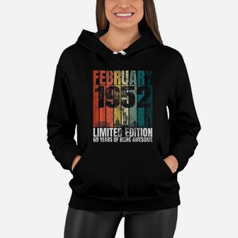Vintage February 1952 Bday Gifts 70 Years Old 70th Birthday Women Hoodie - Seseable