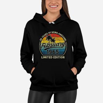 Vintage February 1965 Retro 57 Year Old 57th Birthday Gift Women Hoodie - Seseable