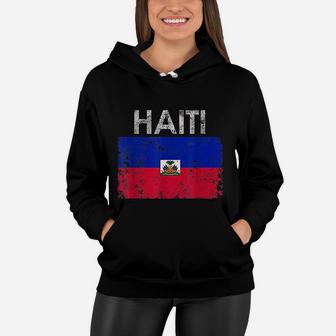 Vintage Haiti Haitian Flag Pride Gift Women Hoodie - Seseable