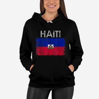 Vintage Haiti Haitian Flag Pride Women Hoodie - Seseable