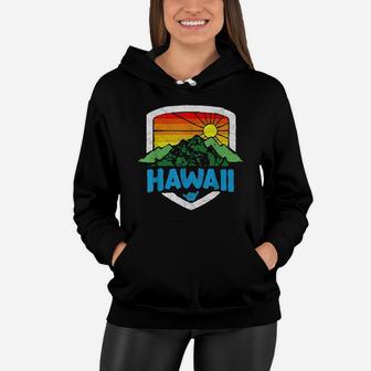 Vintage Hawaii Rainbow Sun Women Hoodie - Seseable