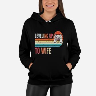 Vintage Leveling Up To Wife Engagement Party Women Hoodie - Seseable