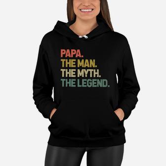 Vintage Papa The Man The Myth The Legend Women Hoodie - Seseable