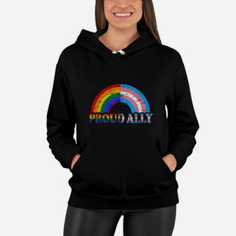 Vintage Proud Ally Flag Rainbow Lgbt Transgender Pride Month Shirt Women Hoodie - Seseable