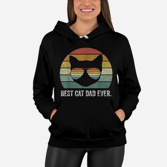 Vintage Retro Best Cat Dad Ever Funny Cat Dad Father Women Hoodie - Seseable