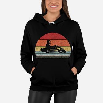 Vintage Retro Go Kart Driver Racing Women Hoodie - Seseable