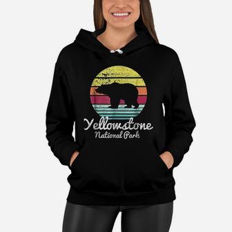 Vintage Retro Yellowstone National Park Wyoming Bear Women Hoodie - Seseable