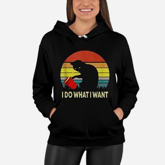 Vintage Sunset I Do What I Want Cat Women Hoodie - Seseable