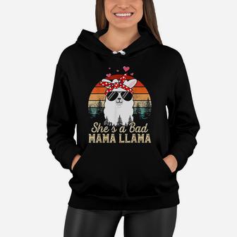 Vintage Sunset She Is A Bad Mama Llama Funny Mothers Day Women Hoodie - Seseable