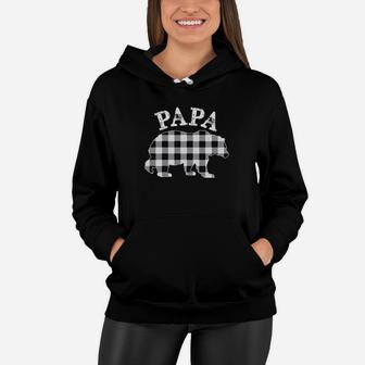 White Plaid Papa Bear Buffalo Matching Family Pajama Women Hoodie - Seseable