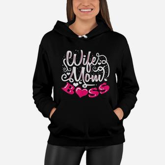 Wife Mom Boss Funny Mom Mothers Day Gift Women Hoodie - Seseable