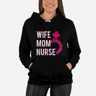 Wife Mom Nurse Gift Rn Lpn Symbols Nursing School Mothers Day Women Hoodie - Seseable