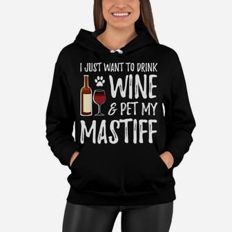 Wine And Mastiff For Mastiff Dog Mom Women Hoodie - Seseable