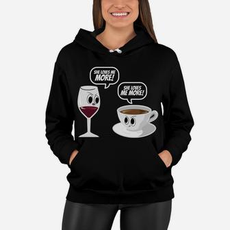 Wine Vs Coffee Funny Mothers Day Gift For Mom Women Hoodie - Seseable