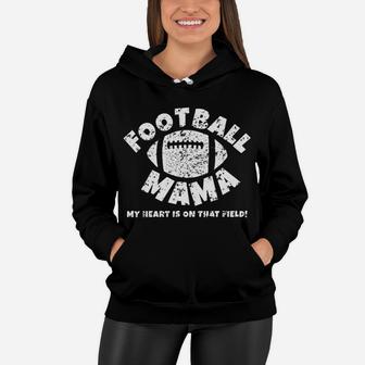 Womens Funny Football Mama My Hear Cute Gift Mom Women Hoodie - Seseable