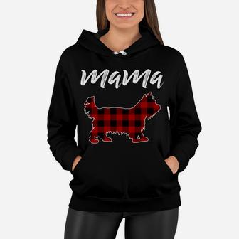 Womens Red Plaid Mama Chorkie Women Hoodie - Seseable