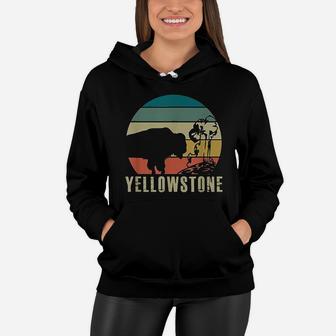Yellowstone National Park Vintage Buffalo Bison Retro Gift Women Hoodie - Seseable