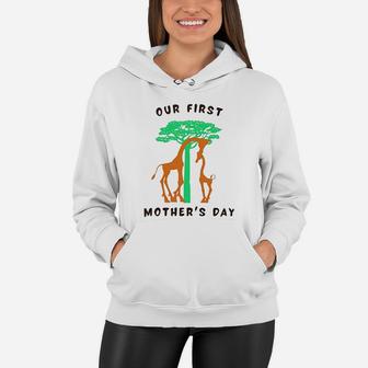 1st Mothers Day Tree Giraffe Animal Lover First Mothers Day Women Hoodie - Seseable