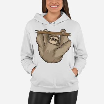 A Cute Sloth Climbing Tree Cartoon Animal Gift Women Hoodie - Seseable