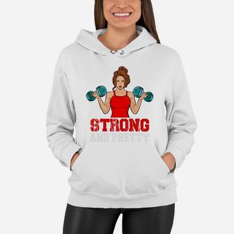 A Strong And Pretty Gymnastic Girl With Dumbbell Women Hoodie - Seseable