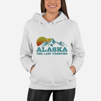 Alaska The Last Frontier Vintage Mountains Sunset Souvenir Women Hoodie - Seseable