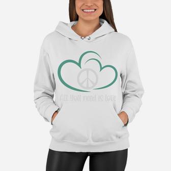 All You Need Is Love Peace Sign Hippie Heart Women Hoodie - Seseable