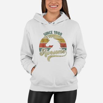 Awesome Since 1980 Retro Unicorn Birthday Gift Vintage Women Hoodie - Seseable