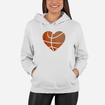 Basketball Ball Love Heart Mom Dad Sports Player Fun Gift Women Hoodie - Seseable