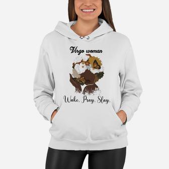 Black Woman Born In Virgo Wake Pray Slay Awesome Birthday Women Gift Women Hoodie | Seseable CA