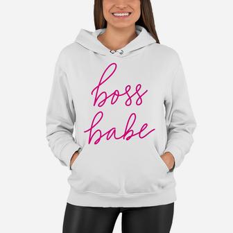 Boss Babe Womens Gift Funny Mother Mom Mama Pink Let Women Hoodie - Seseable