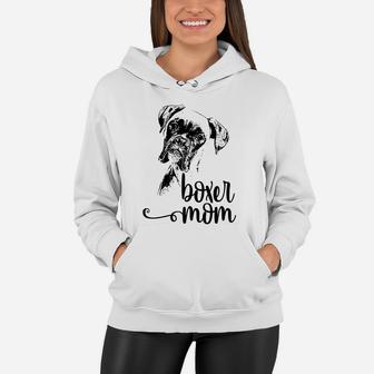 Boxer Mom Dog Face Dog Lovers Boxer Mom Gif Women Hoodie - Seseable