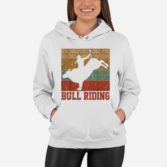 Bull Riding Retro Vintage Rodeo Western Country Gift Women Hoodie - Seseable