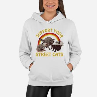 Cat Kitten Support Your Local Street Cats Vintage Women Hoodie - Seseable