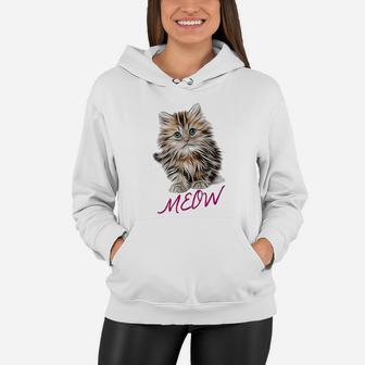 Cat Meow Kitty Funny Cats Mom And Cat Dad Gift Women Hoodie - Seseable