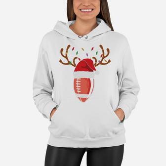 Christmas Football Sport Gift Santa Hat Reindeer Women Hoodie - Seseable