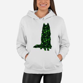 Cute Shamrock Husky Mom Dad Gift St Patricks Day Awesome Dog Lovers Gift Women Hoodie - Seseable