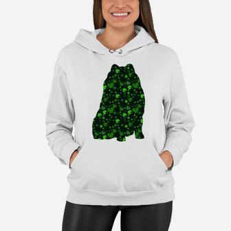 Cute Shamrock Pomeranian Mom Dad Gift St Patricks Day Awesome Dog Lovers Gift Women Hoodie - Seseable