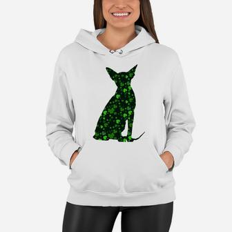 Cute Shamrock Sphynx Mom Dad Gift St Patricks Day Awesome Cat Lovers Gift Women Hoodie - Seseable