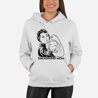 Dachshund Mom Cute Strong Rosie The Riveter Dog Lover Women Hoodie - Seseable