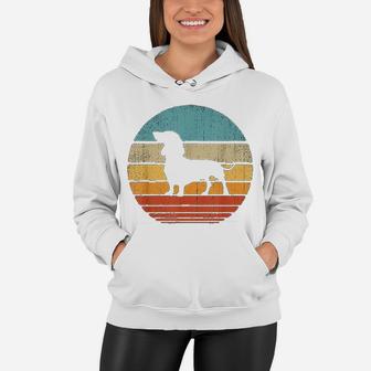 Dachshund Vintage Silhouette 60s 70s Retro Gifts Dog Lover Women Hoodie - Seseable