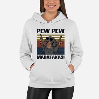 Dog Pew Pew Madafakas Vintage Dachshund Women Hoodie - Seseable