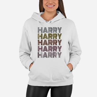 First Name Harry Retro Pattern Vintage Style Women Hoodie - Seseable