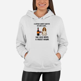 Funny Dog Mom Basset Hound Wine Women Hoodie - Seseable