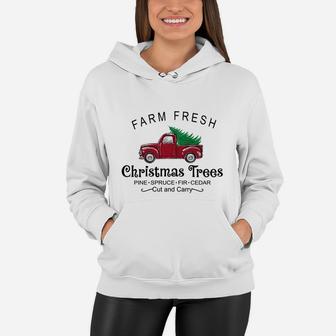 Funny Farm Fresh Christmas Trees Pine Spruce Fir Cedar Women Hoodie - Seseable