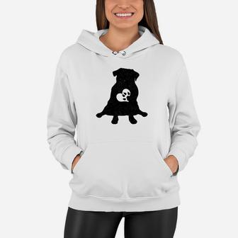Funny I Love My Pug Dog With Heart And Paw Vintage Shirt Women Hoodie - Seseable