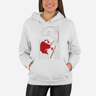 Gift For Fathers Day Reel Cool Papa American Flag Women Hoodie - Seseable