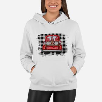 Gnomes Bringing Gifts Tis The Season Red Car Happy Christmas Women Hoodie - Seseable