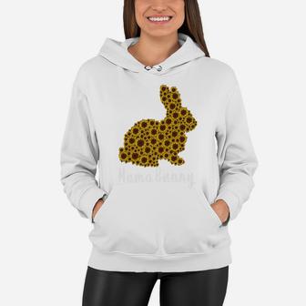 Happy Easter Mama Bunny Cute Floral Sunflower Print Rabbit Women Hoodie - Seseable