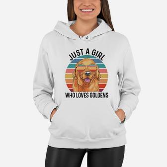 Just A Girl Who Loves Goldens Vintage Women Hoodie - Seseable