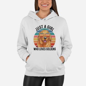 Just A Girl Who Loves Goldens Vintage Women Hoodie | Seseable CA